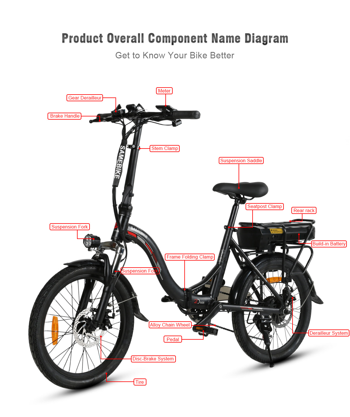 Samebike Electric Bike JG20 Foldable City eBike